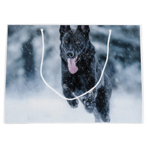 Schwarzer Schäfer im Schnee Große Geschenktüte