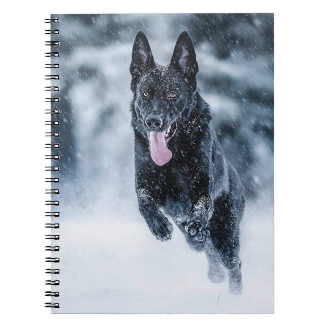 Schwarzer Schäfer im Schnee Notizblock (Vorderseite)