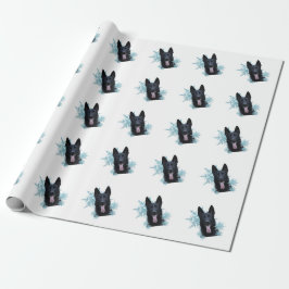 Schwarzer Schäfer in den Schneeflocken Geschenkpapier