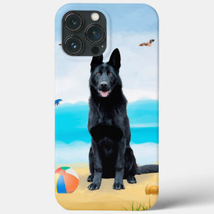 Schwarzer Schäferhund am Strand Case-Mate iPhone Hülle