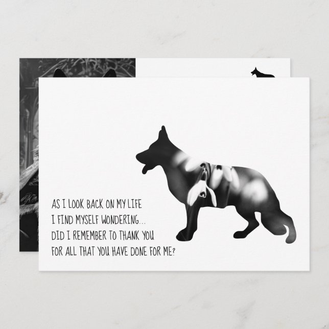 Schwarzer Schäferhund Dankeskarte (Vorne/Hinten)