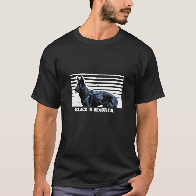 Schwarzer Schäferhund Dog Schöner Retro T-Shirt (Vorderseite)