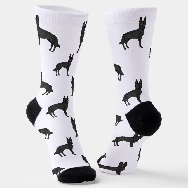 Schwarzer Schäferhund GSD Niedlich Cartoon Dog Mus Socken (Gewinkelt)