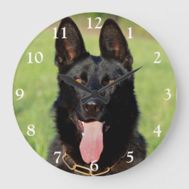 Schwarzer Schäferhund - GSD Puppy Große Wanduhr