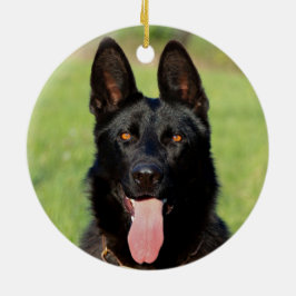 Schwarzer Schäferhund - GSD Puppy Keramik Ornament