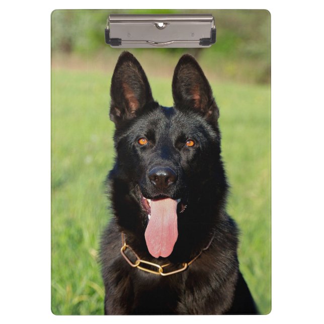 Schwarzer Schäferhund - GSD Welpe Klemmbrett (Vorderseite)