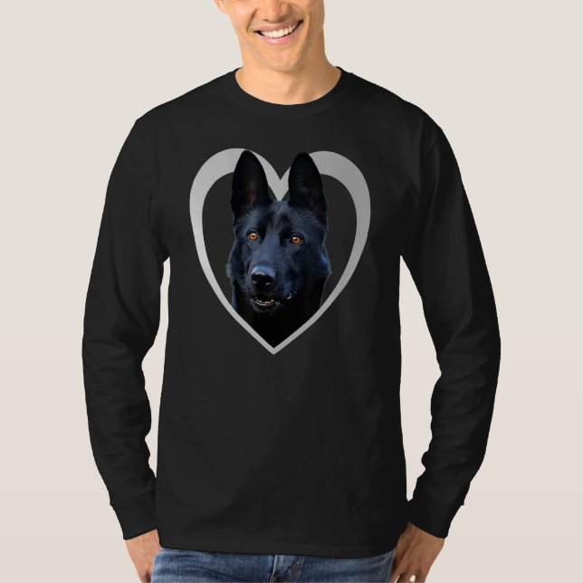 Schwarzer Schäferhund Herz T-Shirt (Vorderseite)