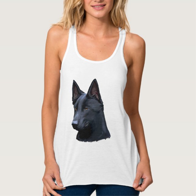 Schwarzer Schäferhund-Hund Tank Top (Vorderseite)