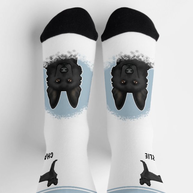 Schwarzer Schäferhund mit Individuelle Name Socken (Oben)