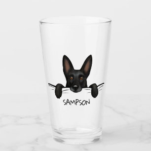 Schwarzer Schäferhund Niedlich Personalisiert Glas