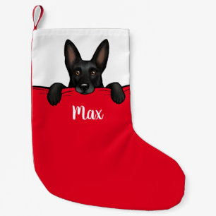Schwarzer Schäferhund Niedlich Personalisiert Kleiner Weihnachtsstrumpf