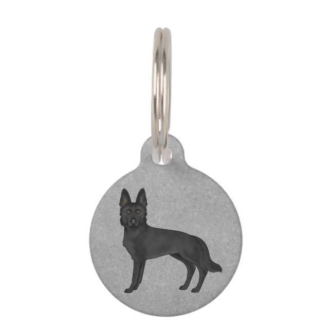 Schwarzer Schäferhund Stehend bis grau Haustiermarke (Vorderseite)