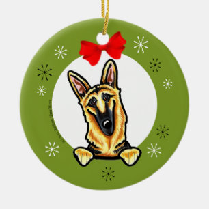 Schwarzer Schäferhund-Weihnachtsklassiker TANs Keramikornament