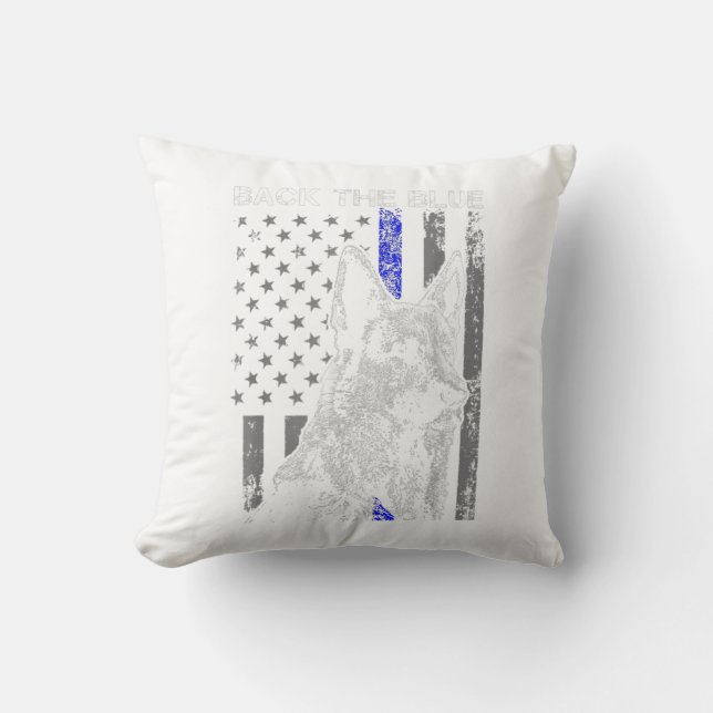 Schwarzer Schafhirte mit blauer Flagge (k-9) Kissen (Vorderseite)