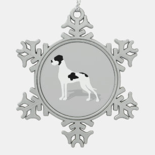 Schwarzer Schecke Deutsche Dogge Schneeflocken Zinn-Ornament