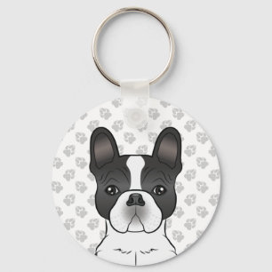 Schwarzer Schecke Französische Bulldogge / Französ Schlüsselanhänger
