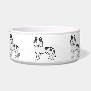 Schwarzer Schecke Siberian Husky Süße Cartoon Hund Napf