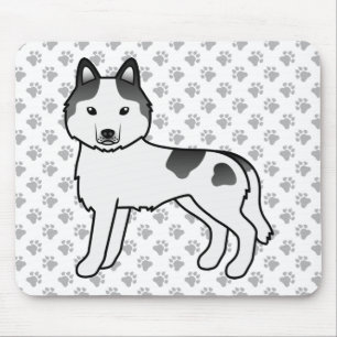 Schwarzer Schecke Siberian Husky Süßer Cartoon-Hun Mousepad