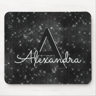 Schwarzer Schein-Girly Monogramm-Name Mousepad
