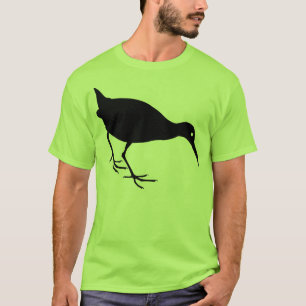 Schwarzer Schienen-Vogel-Druck T-Shirt