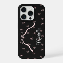 Schwarzer Schleifen-Personalisierter Telefon Coque iPhone 15 Pro Hülle