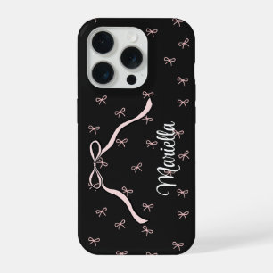 Schwarzer Schleifen-Personalisierter Telefon Coque iPhone 15 Pro Hülle