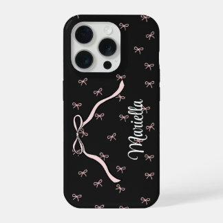 Schwarzer Schleifen-Personalisierter Telefon Coque iPhone 15 Pro Hülle