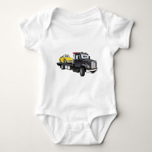 Schwarzer Schleppseil-LKW-Flachbett-Cartoon Baby Strampler