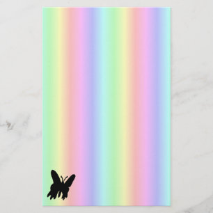 Schwarzer Schmetterling auf Pastell Rainbow Statio Briefpapier