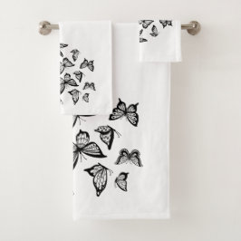 "Schwarzer Schmetterling" Badetuch-Set Badhandtuch Set