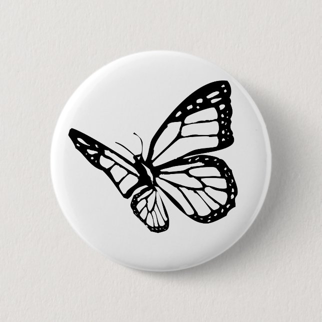 Schwarzer Schmetterling Button (Vorderseite)