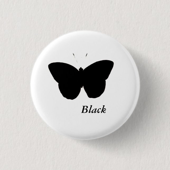 Schwarzer Schmetterling Button (Vorderseite)