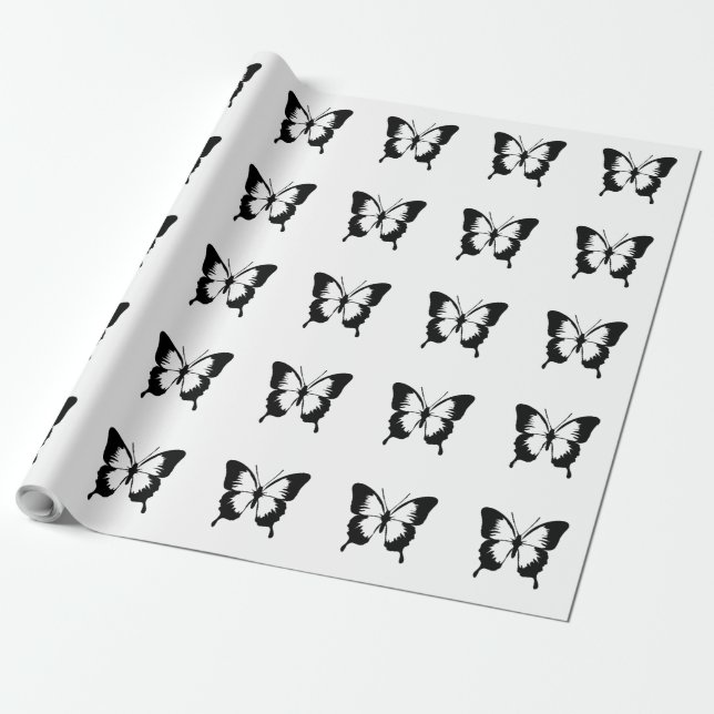 SCHWARZER SCHMETTERLING GESCHENKPAPIER (Ungerollt)