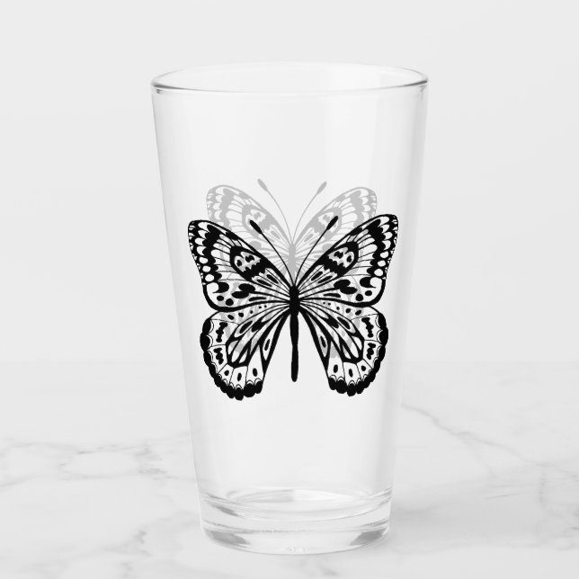 Schwarzer Schmetterling Glas (Vorderseite)