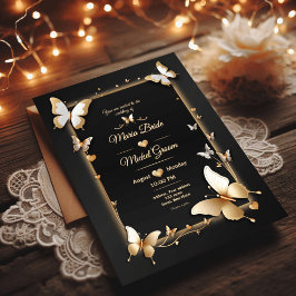 Schwarzer Schmetterling Hochzeitkarte Einladung