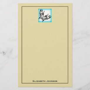 Schwarzer Schmetterling mit blauer Grenze Personal Briefpapier