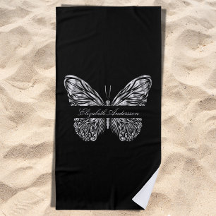Schwarzer Schmetterling Strandtuch