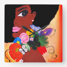 Schwarzer Schmetterling - Wall-Uhr