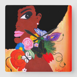 Schwarzer Schmetterling - Wall-Uhr Quadratische Wanduhr