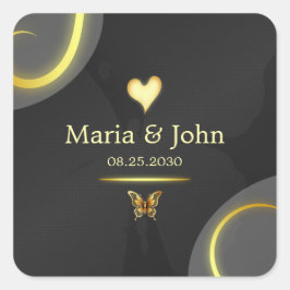 Schwarzer Schmetterlingsticker Quadratischer Aufkleber