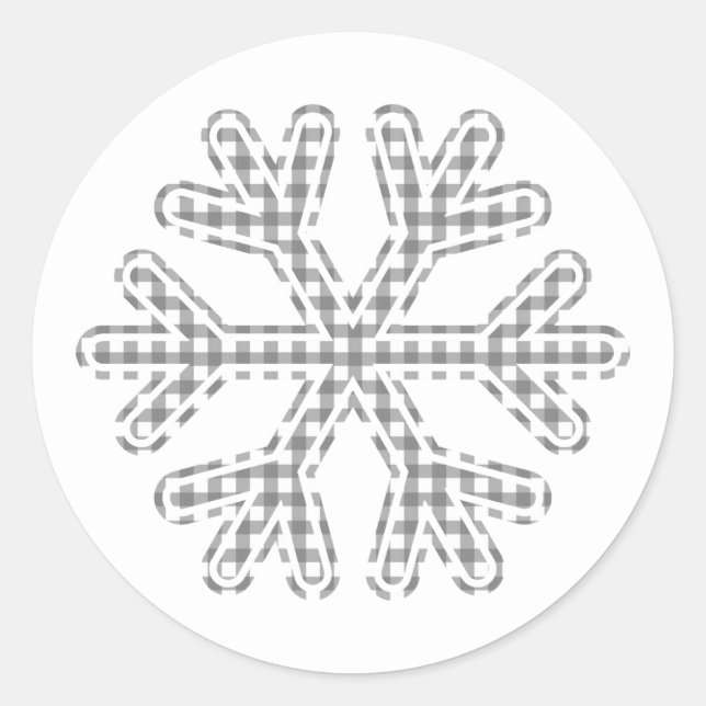 Schwarzer Schneeflocken Rustikale Weihnachten Runder Aufkleber (Vorderseite)