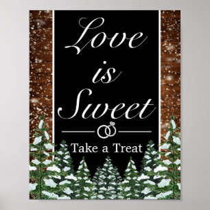 Schwarzer Schneewald und Gastgeschenk Hochzeit Poster