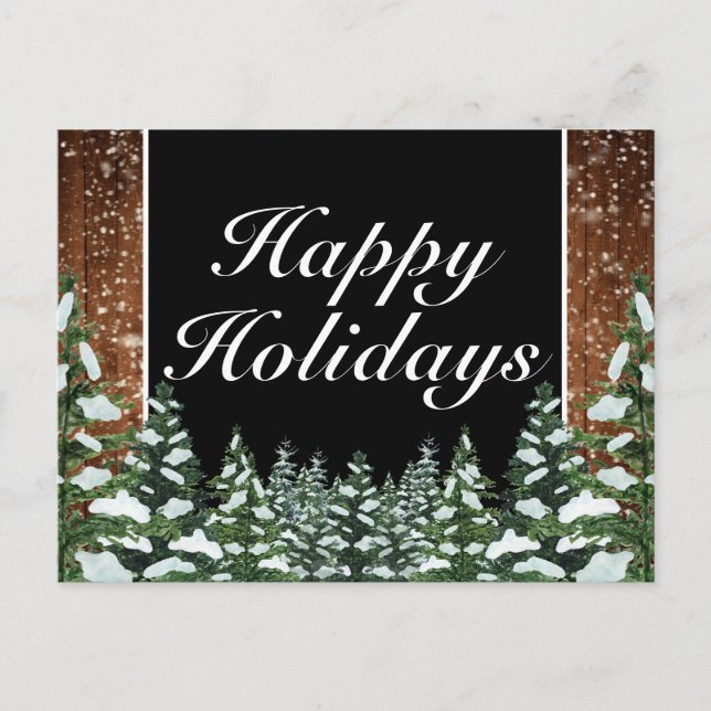 Schwarzer Schneewald & Wald Gruß Urlaub Ankündigungspostkarte (Vorderseite)