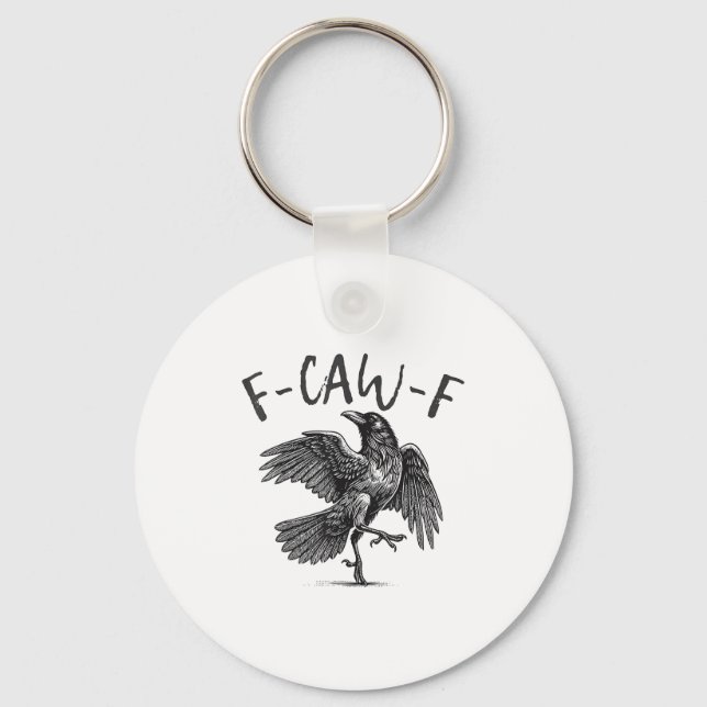 Schwarzer Schnitt, F-caw-f Funny Black Bird Schlüsselanhänger (Vorderseite)