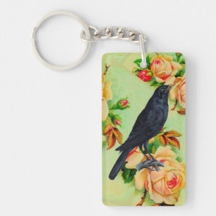 Schwarzer Schnitt und Rose Schlüsselanhänger