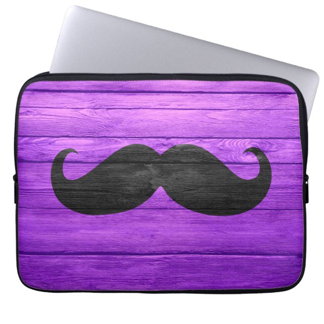 Schwarzer Schnurrbart aus Violett Laptopschutzhülle (Vorderseite)