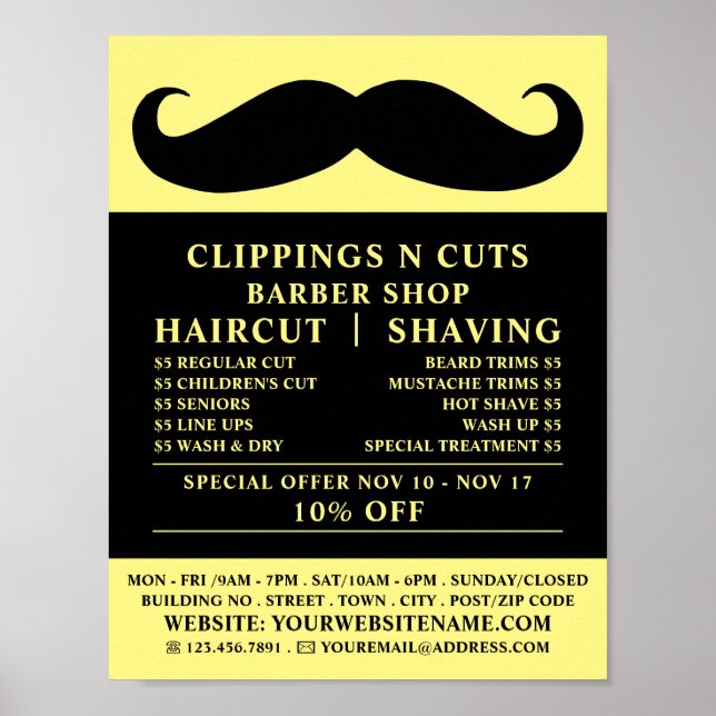 Schwarzer Schnurrbart, Männerwerbung Poster (Vorne)