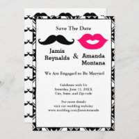 Schwarzer Schnurrbart und rosa Lippen Save the Dat