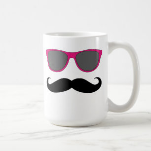 Schwarzer Schnurrbart und rosa Sonnenbrille-Spaß Kaffeetasse