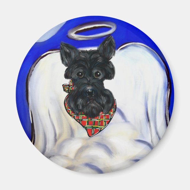 Schwarzer Schottischer Terrier Engel Magnet (Vorne)